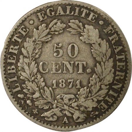 France Cérès - 50 Centimes Argent 1871 A Paris