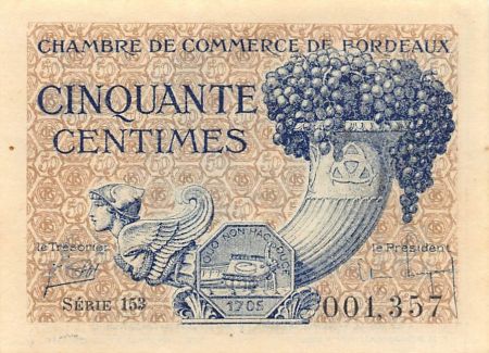 France CHAMBRE DE COMMERCE, BORDEAUX - 50 CENTIMES