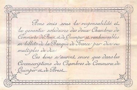 France CHAMBRE DE COMMERCE, QUIMPER ET BREST - 2 FRANCS 1922