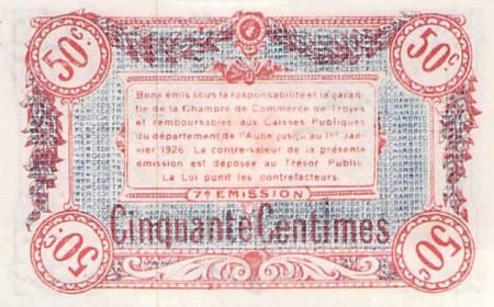 France CHAMBRE DE COMMERCE, TROYES - 50 CENTIMES