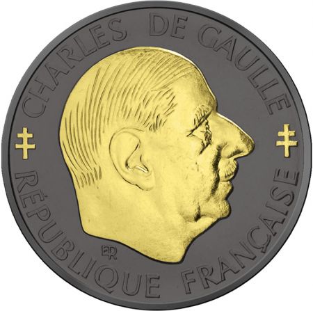 France Charles de Gaulle - RUTHÉNIUM  Couleurs & OR - 1 Franc 1988 France