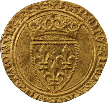 France CHARLES VI LE FOU - ECU D\'OR A LA COURONNE, 1420-1422, LYON