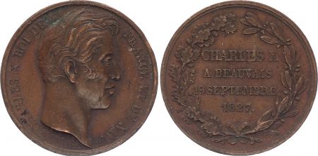 France Charles X - Visite de Beauvais 1827 - Picardie - Cuivre