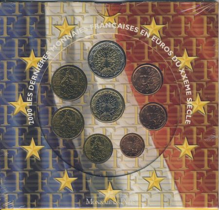 France Coffret BU 8 monnaies - 2000 - Premiers Euros