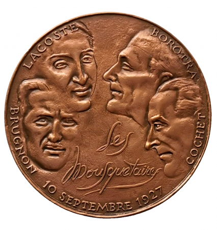 France Coupe Davis - Les Mousquetaires Lacoste, Brugnon, Borotra, Cochet - 1977 - Bronze par Corbin