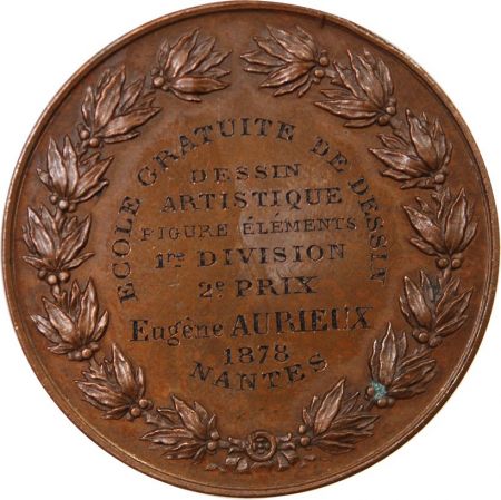 France ECOLE DE DESSIN DE NANTES - MEDAILLE CUIVRE attribuée en 1878