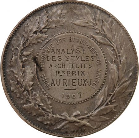 France ECOLE DES BEAUX-ARTS DE NANTES - MEDAILLE ARGENT attribuée en 1907