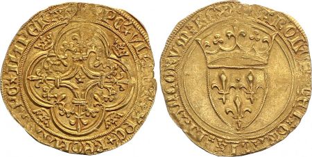 France Ecu d\'Or à la Couronne , Charles VI - ND (1380-1422) - Tours
