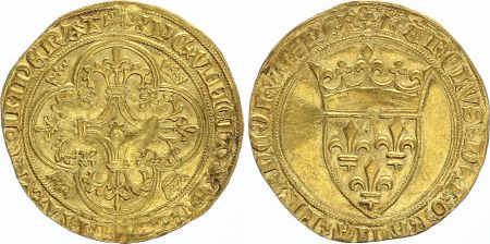 France Ecu d\'Or à la Couronne, Charles VI (1380-1422) - TTB - Or - Tournai