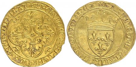 France Ecu d\'Or à la Couronne, Charles VI (1380-1422) - TTB - Or