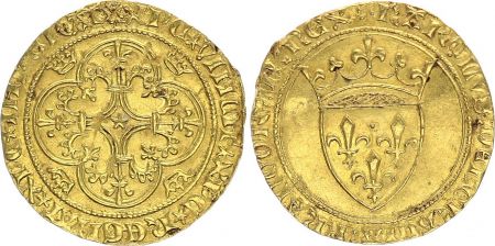 France Ecu d\'Or à la Couronne, Charles VI (1380-1422) - TTB -Or - Montpellier