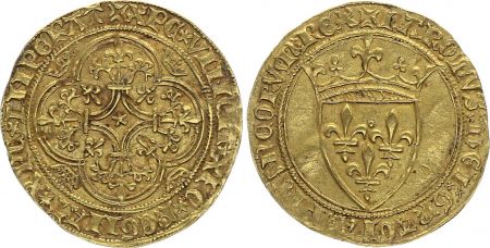 France Ecu d\'Or à la Couronne, Charles VI (1380-1422) - TTB -Or - Montpellier