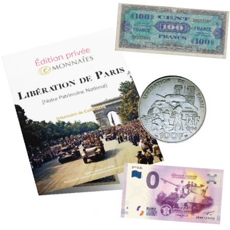 France ÉDITION PRIVÉE « LA LIBÉRATION DE PARIS ! » - comprenant 1 pièce de 100 Fr et 2 billets