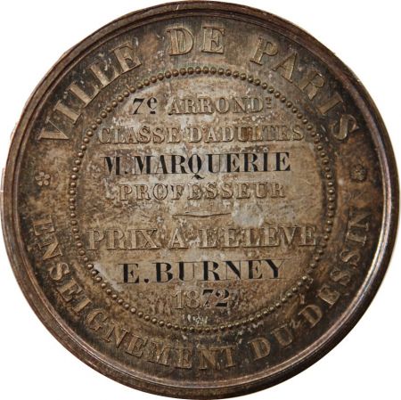France ENSEIGNEMENT DU DESSIN  CERES - MEDAILLE ARGENT 1872