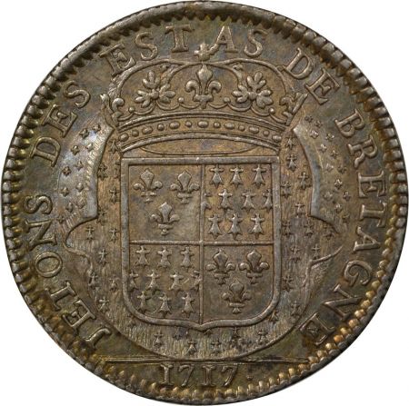 France ETATS DE BRETAGNE, LOUIS XV  JETON ARGENT 1717 DINAN Daniel 74