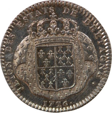 France ETATS DE BRETAGNE, LOUIS XV  JETON ARGENT 1726 SAINT BRIEUC Daniel 79