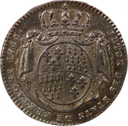 France ETATS DE BRETAGNE, LOUIS XV  JETON ARGENT 1766 RENNES Daniel 116