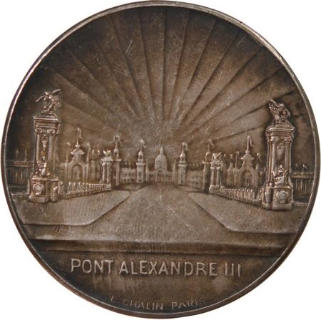 France EXPOSITION UNIVERSELLE DE 1900  PONT ALEXANDRE III - MEDAILLE BRONZE ARGENTÉ