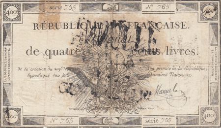 France Faux 400 Livres - 21-11-1792 - Sign. Manuel - Série 755