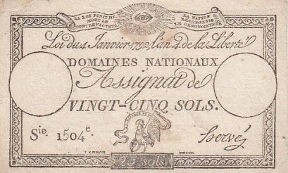 France Faux de Quiberon 25 Sols - Coq - 04-01-1792 - Sign. Hervé - Série 1504