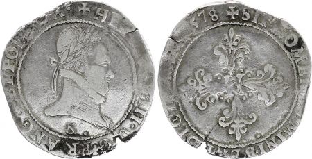 France Franc Henri III Col Plat - 1578 S Troyes - Argent