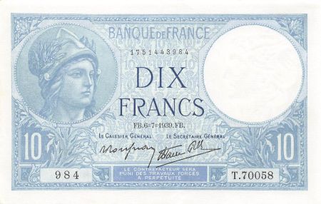 France FRANCE - 10 FRANCS MINERVE 06/07/1939 - SUP+