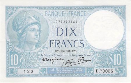 France FRANCE - 10 FRANCS MINERVE 06/07/1939 - SUP