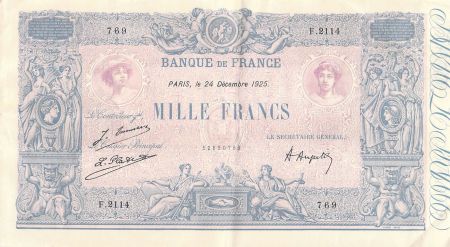France FRANCE - 1000 FRANCS BLEU ET ROSE 24/12/1925 - SERIE F.2114 - TTB+