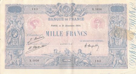 France FRANCE - 1000 FRANCS BLEU ET ROSE 31/12/1924 - SERIE X.1816 - TB+