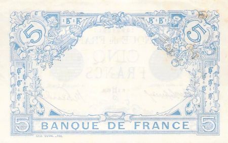 France FRANCE - 5 FRANCS BLEU 12/08/1915 - TB+