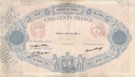 France FRANCE - 500 FRANCS BLEU ET ROSE 25/06/1931