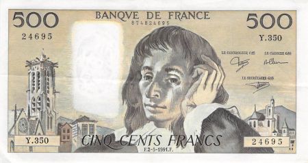 France FRANCE - 500 FRANCS PASCAL 02/05/1991 - SÉRIE Y.350 - TTB+