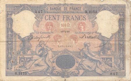 France FRANCE  BLEU ET ROSE - 100 FRANCS 16/04/1897 - PTB