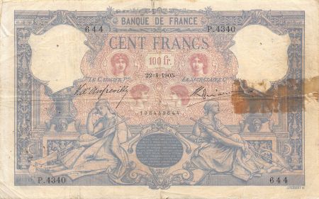 France FRANCE  BLEU ET ROSE - 100 FRANCS 22/04/1905 - PTB