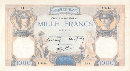 France FRANCE  CÉRÈS ET MERCURE - 1000 FRANCS 11/04/1940 - SÉRIE T.9414