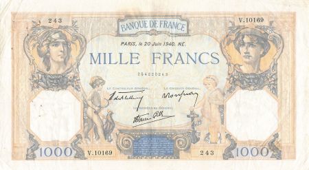France FRANCE  CÉRÈS ET MERCURE - 1000 FRANCS 20/06/1940 - PTTB