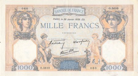 France FRANCE  CÉRÈS ET MERCURE - 1000 FRANCS 26/01/1939 - SÉRIE O.5610