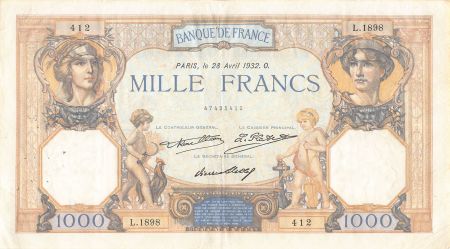 France FRANCE  CÉRÈS ET MERCURE - 1000 FRANCS 28/04/1932 - TTB