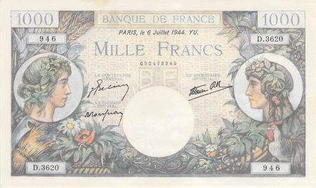 France FRANCE  COMMERCE ET INDUSTRIE - 1000 FRANCS 06/07/1944 - SPL