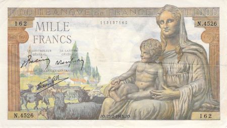 France FRANCE  DEMETER - 1000 FRANCS 25/05/1943 - PTTB