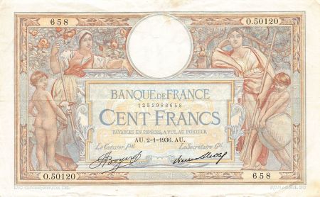 France FRANCE  LUC-OLIVIER MERSON - 100 FRANCS 02/01/1936 - TTB