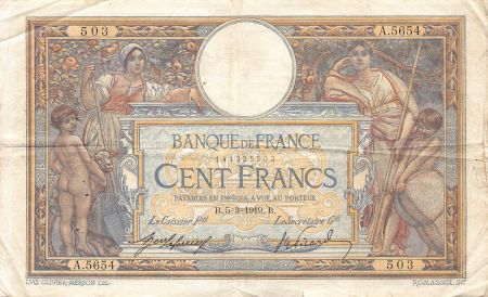 France FRANCE  LUC-OLIVIER MERSON - 100 FRANCS 05/03/1919 - TB+