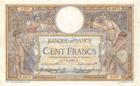 France FRANCE  LUC-OLIVIER MERSON - 100 FRANCS 07/02/1918 - TTB