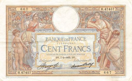 France FRANCE  LUC-OLIVIER MERSON - 100 FRANCS 07/02/1935 - TTB