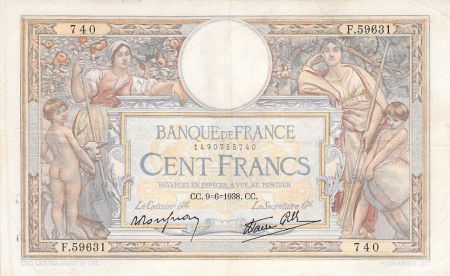 France FRANCE  LUC-OLIVIER MERSON - 100 FRANCS 09/06/1938 - TTB