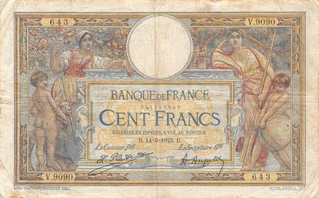France FRANCE  LUC-OLIVIER MERSON - 100 FRANCS 14/03/1923 - TB