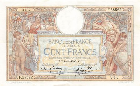 France FRANCE  LUC-OLIVIER MERSON - 100 FRANCS 14/04/1938 - TTB+