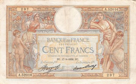 France FRANCE  LUC-OLIVIER MERSON - 100 FRANCS 17/09/1936 - TB+