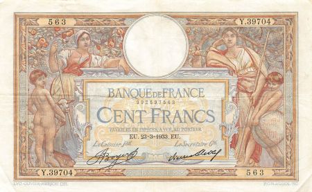 France FRANCE  LUC-OLIVIER MERSON - 100 FRANCS 23/03/1933 - TTB