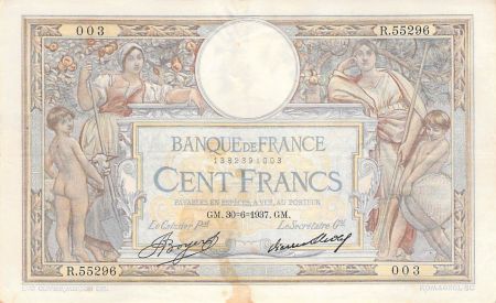 France FRANCE  LUC-OLIVIER MERSON - 100 FRANCS 30/06/1937 - TTB